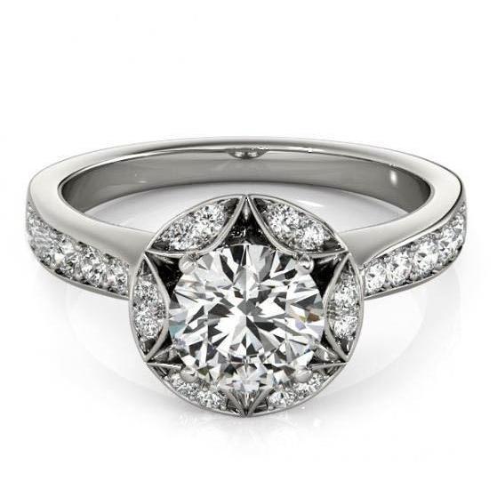 Anello di fidanzamento anniversario di fidanzamento con diamante 2 carati oro bianco 14K - harrychadent.it