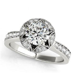 Anello di fidanzamento anniversario di fidanzamento con diamante 2 carati oro bianco 14K