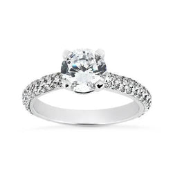 Anello di fidanzamento anniversario di fidanzamento con diamante rotondo da 1.52 carati in oro bianco 14K