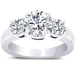 Anello di fidanzamento anniversario di fidanzamento con tre pietre di diamante da 3 carati in oro bianco