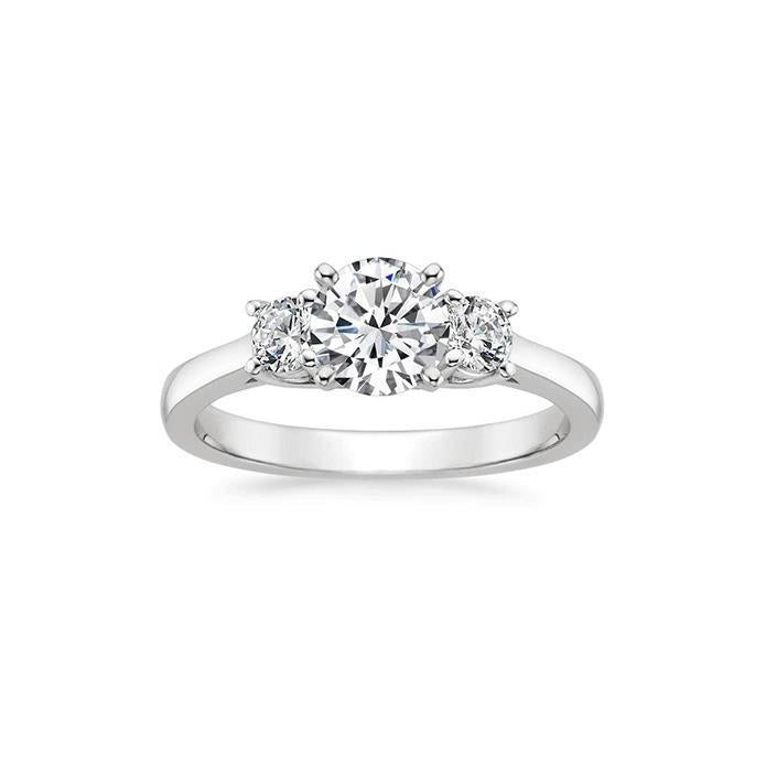 Anello di fidanzamento in oro bianco 14K con 3 diamanti a taglio rotondo da 3 ct - harrychadent.it