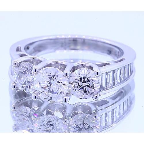 Anello di fidanzamento con 3 diamanti rotondi da 2.50 carati in oro bianco 14K - harrychadent.it