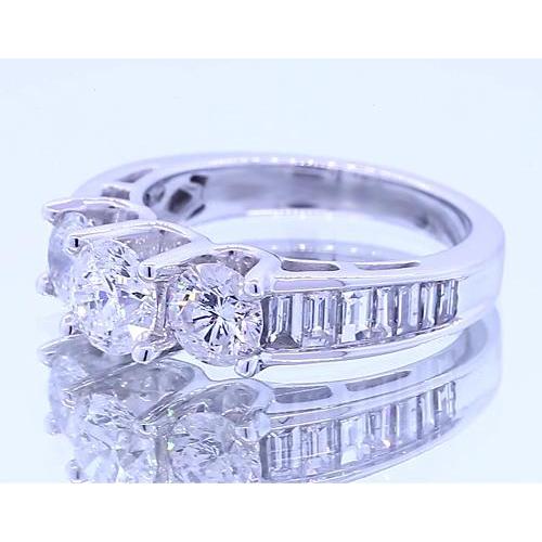 Anello di fidanzamento con 3 diamanti rotondi da 2.50 carati in oro bianco 14K - harrychadent.it