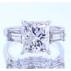Anello di fidanzamento con 3 pietre Princess Cut Diamond 3 carati gioielli