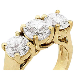 Anello di fidanzamento con 3 pietre di diamante da 1.50 carati in oro giallo massiccio 18 carati