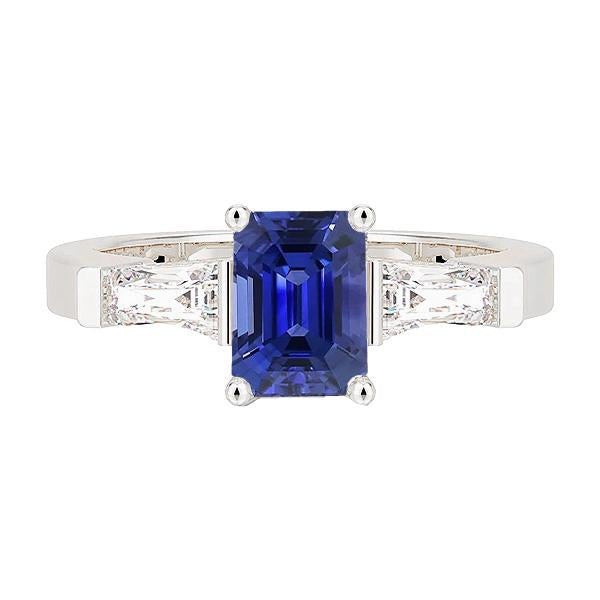 Anello di fidanzamento con 3 pietre di diamante e smeraldo blu zaffiro 2.50 carati - harrychadent.it