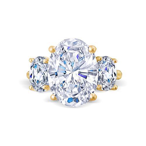 Anello di fidanzamento con 3 pietre di diamante taglio ovale in oro giallo da 3.50 carati - harrychadent.it