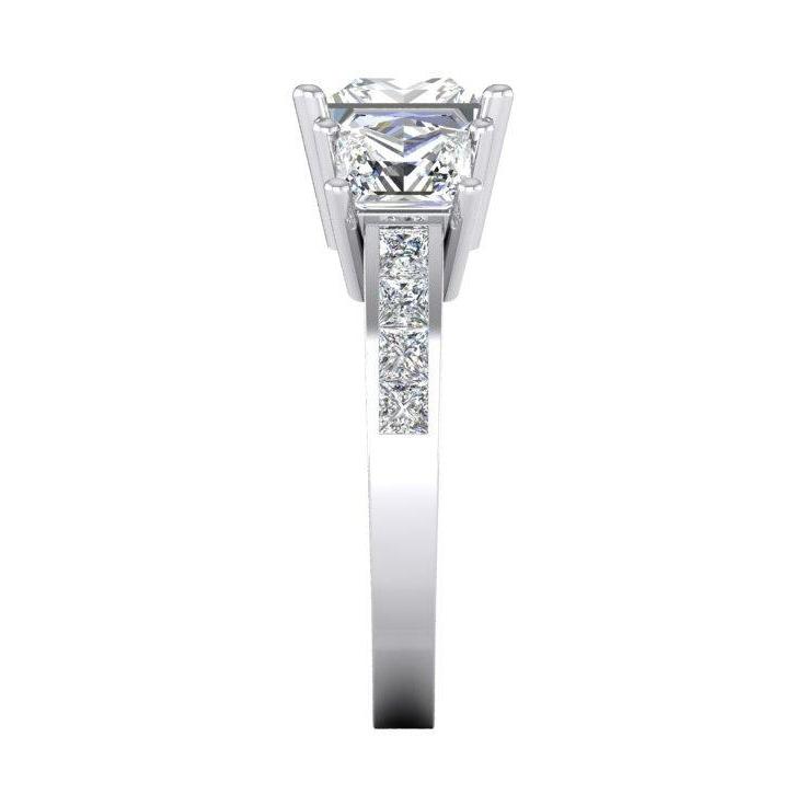 Anello di fidanzamento con 3 pietre di diamante taglio principessa da 3,50 carati Nuovo - harrychadent.it