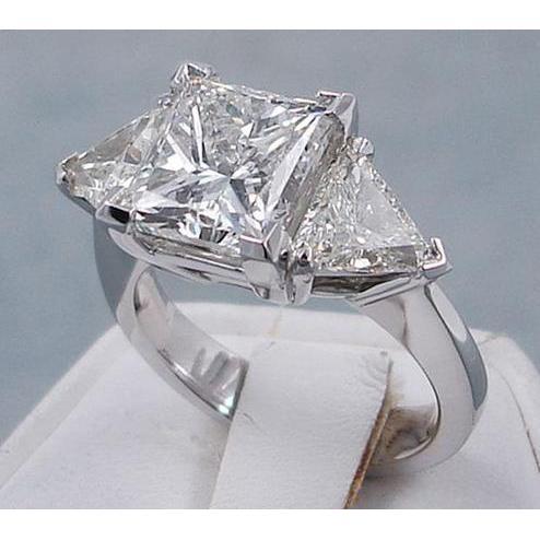 Anello di fidanzamento con 3 pietre di diamante trilliant taglio principessa 3.50 carati - harrychadent.it