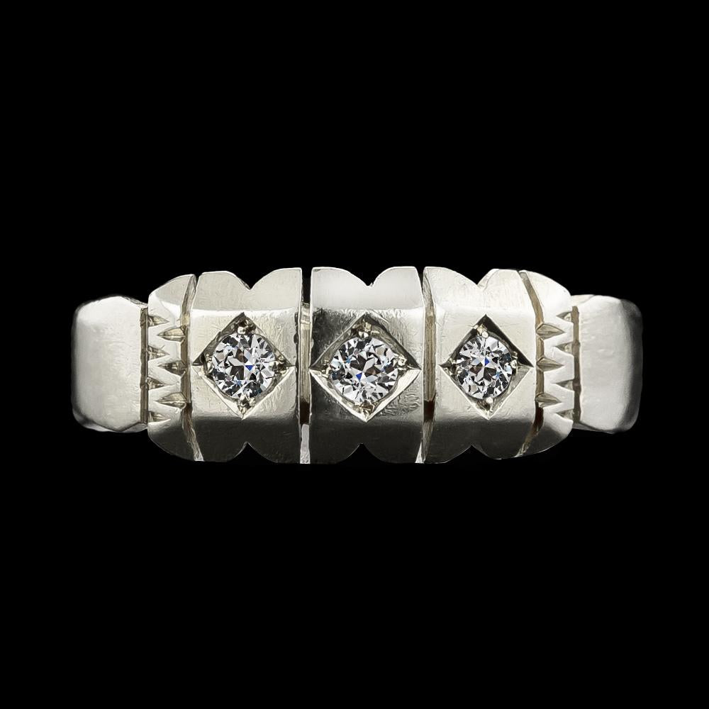 Anello di fidanzamento con 3 pietre in stile antico Vecchio mio diamante taglio 0,75 carati - harrychadent.it