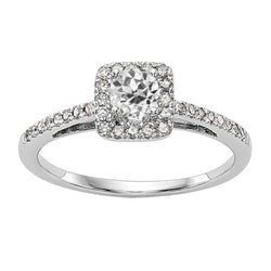 Anello di fidanzamento con alone da donna con accenti di diamanti a taglio antico 3 carati