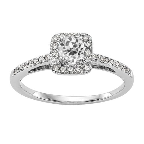 Anello di fidanzamento con alone da donna con accenti di diamanti a taglio antico 3 carati - harrychadent.it