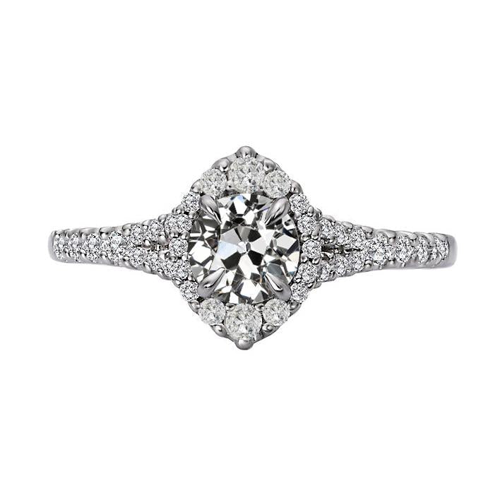 Anello di fidanzamento con alone in oro rotondo con diamante a taglio vecchio miniera 4 carati - harrychadent.it