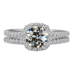 Anello di fidanzamento con anello da donna con diamante vecchio minatore, 5,50 carati, oro 14 carati