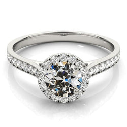 Anello di fidanzamento con anello di diamanti vecchio minatore con accenti 4 carati