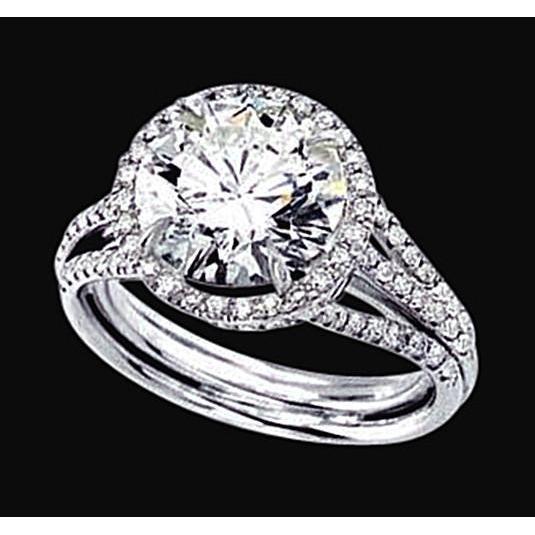 Anello di fidanzamento con anello di fidanzamento a 3 file con diamante rotondo. oro bianco 14 carati. 2.91 carati - harrychadent.it