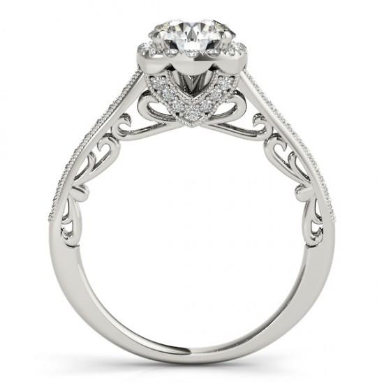 Anello di fidanzamento con anello di fidanzamento con diamante rotondo da 1.50 carati filigrana in oro bianco 14K - harrychadent.it