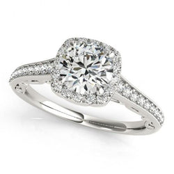 Anello di fidanzamento con anello di fidanzamento con diamante rotondo da 1.50 carati filigrana in oro bianco 14K