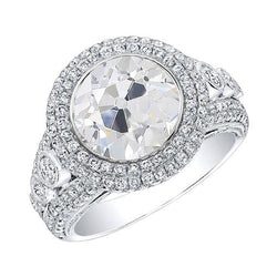 Anello di fidanzamento con castone di diamanti da minatore con doppio alone rotondo 5.50 carati