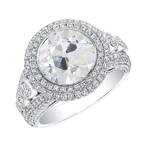 Anello di fidanzamento con castone di diamanti da minatore con doppio alone rotondo 5.50 carati - harrychadent.it