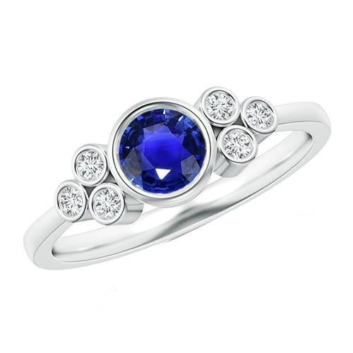 Anello di fidanzamento con castone in oro con zaffiro di Ceylon e diamante 1.75 carati - harrychadent.it