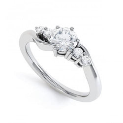 Anello di fidanzamento con cinque diamanti rotondi in pietra da 1,85 carati in oro bianco 14K