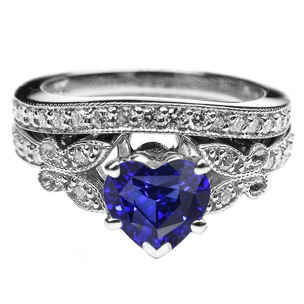 Anello di fidanzamento con cuore blu zaffiro set farfalla stile 4 carati - harrychadent.it