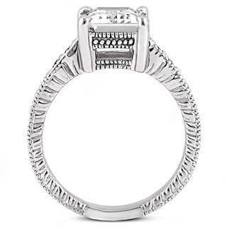 Anello di fidanzamento con diamante 1.50 ct. Stile vintage oro bianco 14K - harrychadent.it