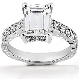 Anello di fidanzamento con diamante 1.50 ct. Stile vintage oro bianco 14K - harrychadent.it