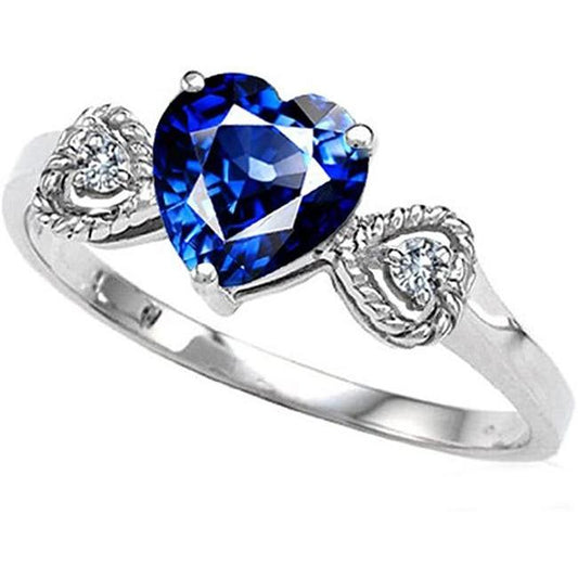 Anello di fidanzamento con diamante 3 pietre cuore zaffiro blu 2.25 carati - harrychadent.it