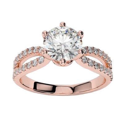 Anello di fidanzamento con diamante 3.30 carati con gambo diviso in oro rosa 14K - harrychadent.it