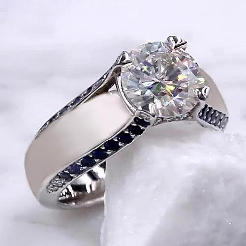 Anello di fidanzamento con diamante 3.50 carati gioielli con accenti di zaffiro blu - harrychadent.it