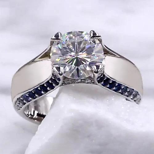 Anello di fidanzamento con diamante 3.50 carati gioielli con accenti di zaffiro blu - harrychadent.it