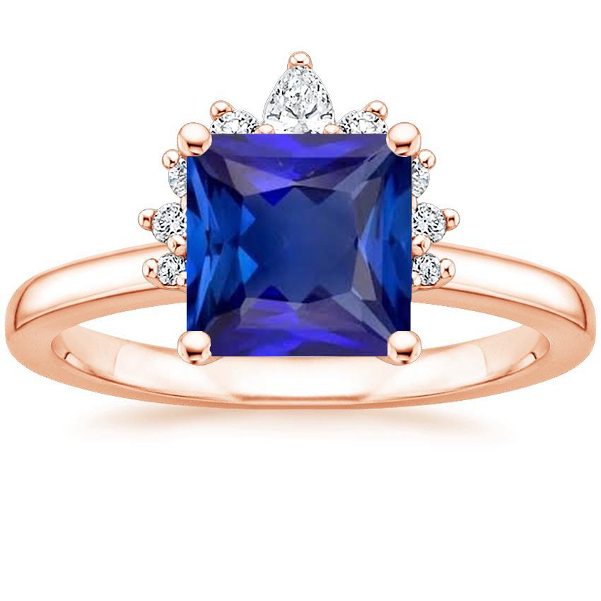 Anello di fidanzamento con diamante Half Halo Princess Blue Sapphire 5.50 carati - harrychadent.it