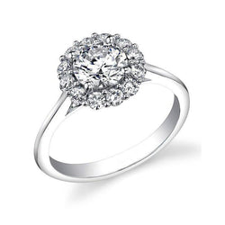 Anello di fidanzamento con diamante Halo 1.75 carati Nuovo oro bianco 14 carati