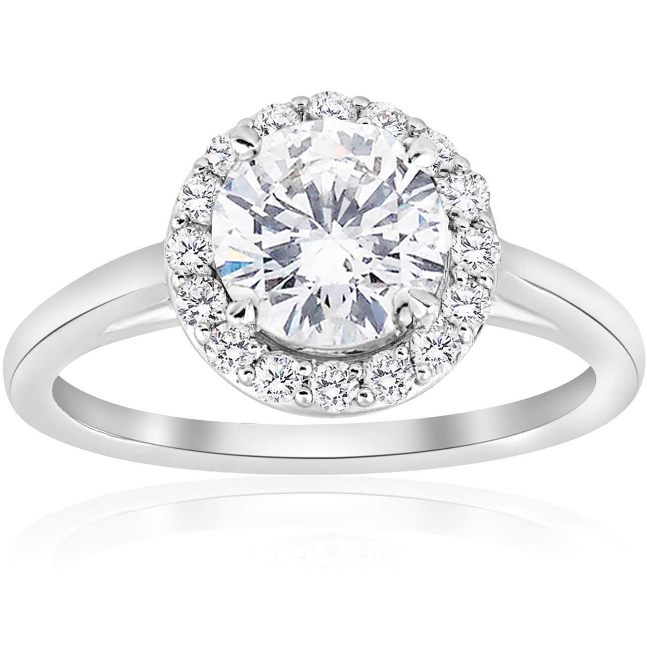 Anello di fidanzamento con diamante Halo 2,50 carati in oro bianco 14K - harrychadent.it