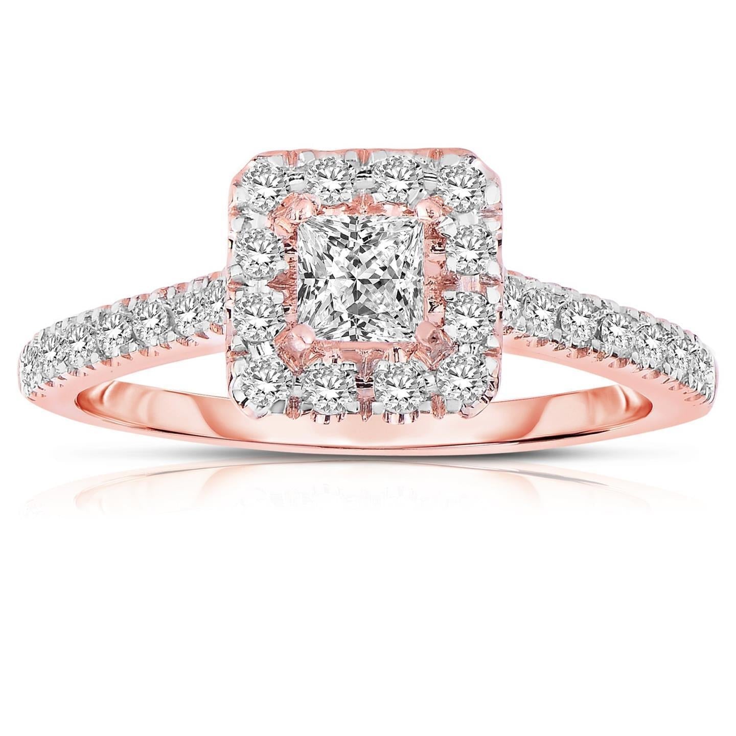 Anello di fidanzamento con diamante Halo 2.40 carati Nuovo oro rosa 14K - harrychadent.it