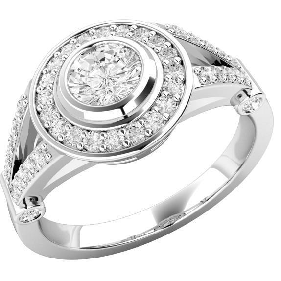 Anello di fidanzamento con diamante Halo 3,65 carati con castone in oro bianco - harrychadent.it