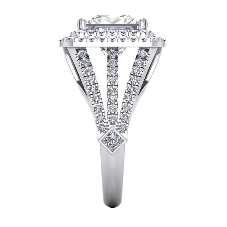 Anello di fidanzamento con diamante Halo 6 carati con gambo diviso in oro bianco 14K - harrychadent.it