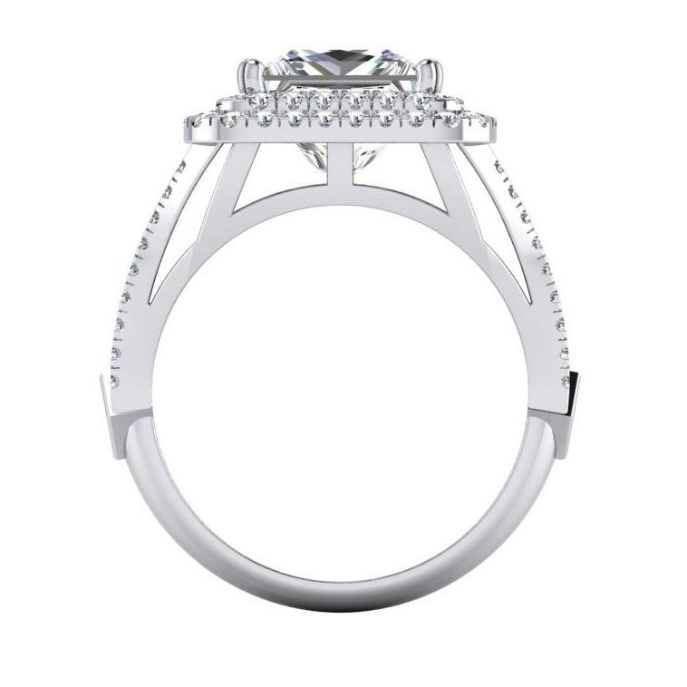 Anello di fidanzamento con diamante Halo 6 carati con gambo diviso in oro bianco 14K - harrychadent.it