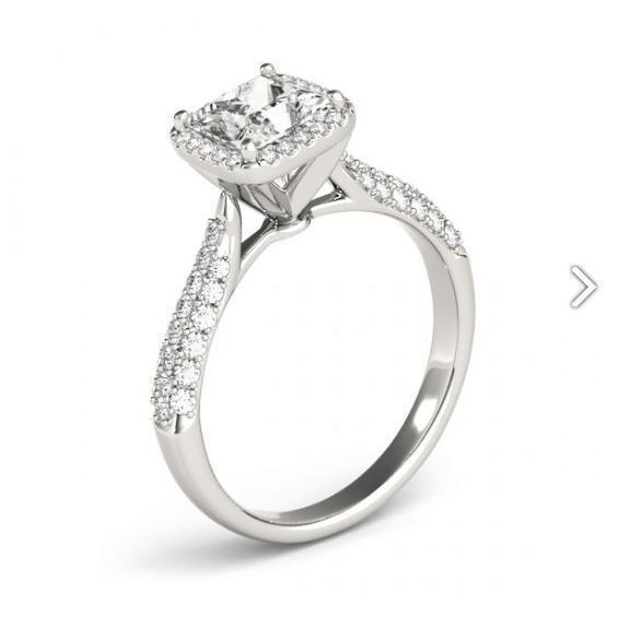 Anello di fidanzamento con diamante Halo Fancy 1.75 carati in oro bianco 14 carati Nuovo - harrychadent.it