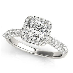 Anello di fidanzamento con diamante Halo Fancy 1.75 carati in oro bianco 14 carati Nuovo