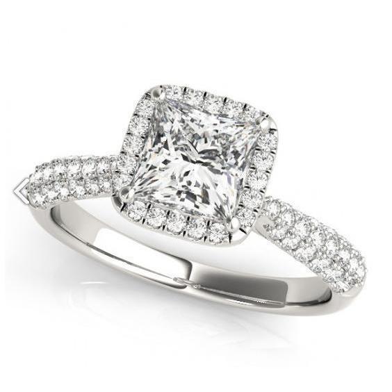 Anello di fidanzamento con diamante Halo Fancy 1.75 carati in oro bianco 14 carati Nuovo - harrychadent.it