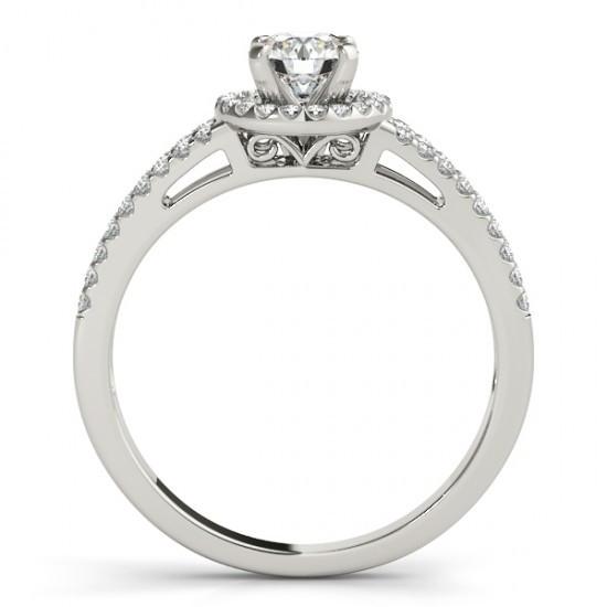 Anello di fidanzamento con diamante Halo Gioielli con gambo diviso 1.35 carati WG 14K - harrychadent.it