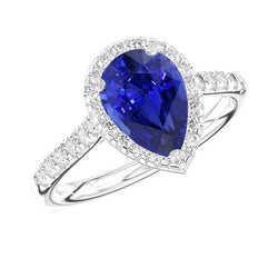 Anello di fidanzamento con diamante Halo Zaffiro di Ceylon 3.50 carati