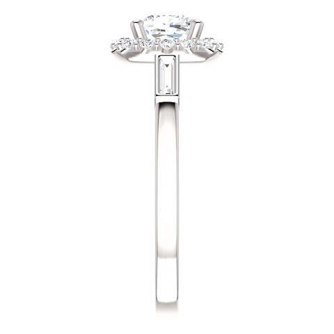 Anello di fidanzamento con diamante Halo da 1,40 carati 3 pietre Oro bianco 14K - harrychadent.it