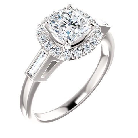 Anello di fidanzamento con diamante Halo da 1,40 carati 3 pietre Oro bianco 14K - harrychadent.it