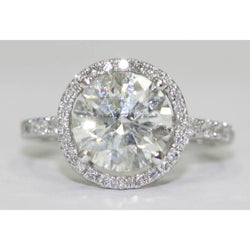 Anello di fidanzamento con diamante Halo da donna 3.50 carati con pavé di gioielli Nuovo