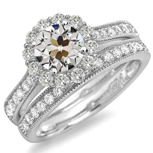 Anello di fidanzamento con diamante Halo in stile antico con taglio antico 5 carati - harrychadent.it