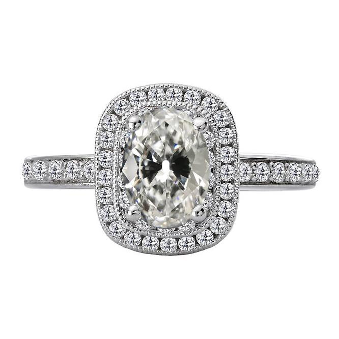 Anello di fidanzamento con diamante Halo ovale vecchio minatore 8 carati stile vintage - harrychadent.it